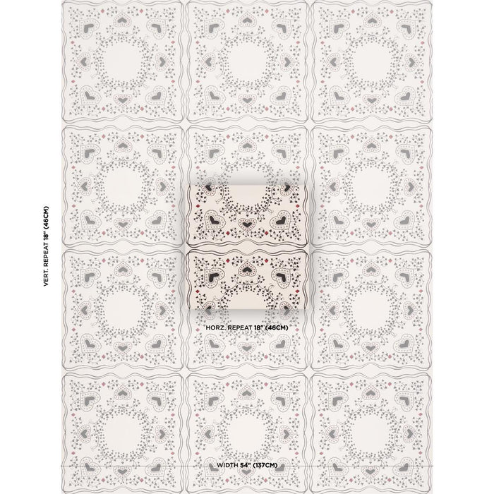 Schumacher Garden Of Hearts Black & Ivory Wallpaper 5017860