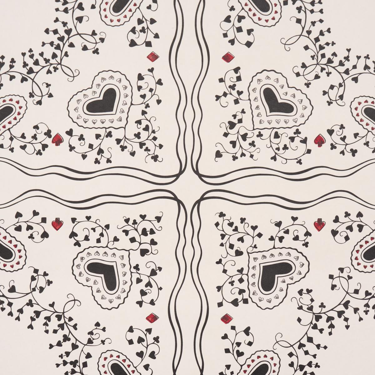 Schumacher Garden Of Hearts Black & Ivory Wallpaper Sample 5017860