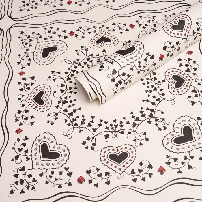 Schumacher Garden Of Hearts Black & Ivory Wallpaper 5017860