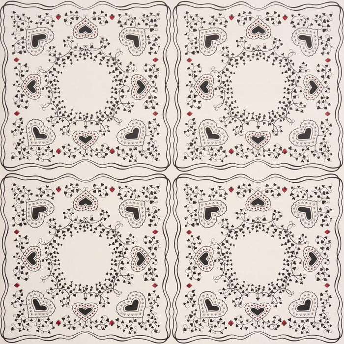 Schumacher Garden Of Hearts Black & Ivory Wallpaper Sample 5017860