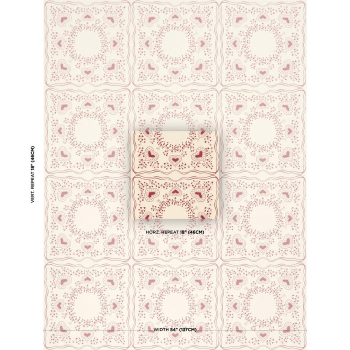 Schumacher Garden Of Hearts Red Wallpaper Sample 5017861