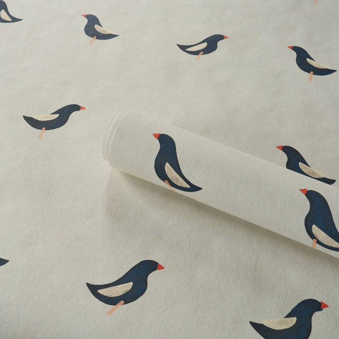 Schumacher Birds Print Black On Natural Wallpaper 5017890