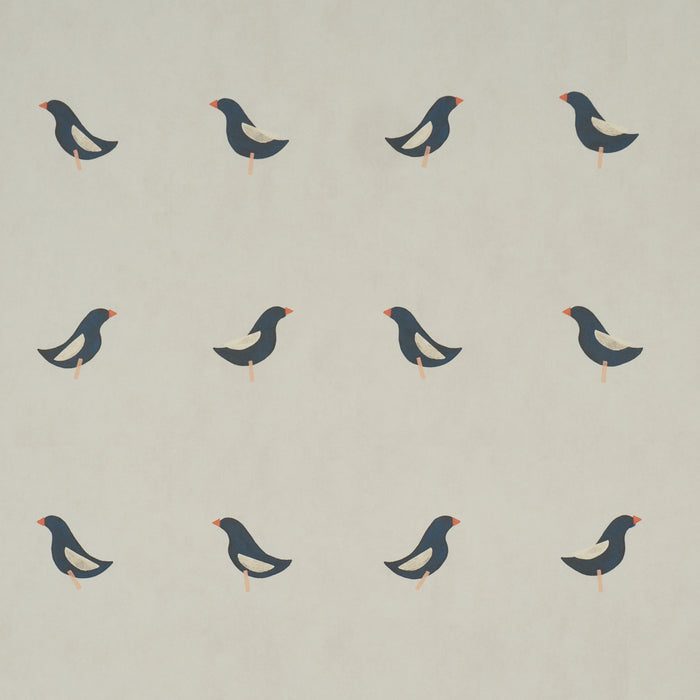 Schumacher Birds Print Black On Natural Wallpaper 5017890