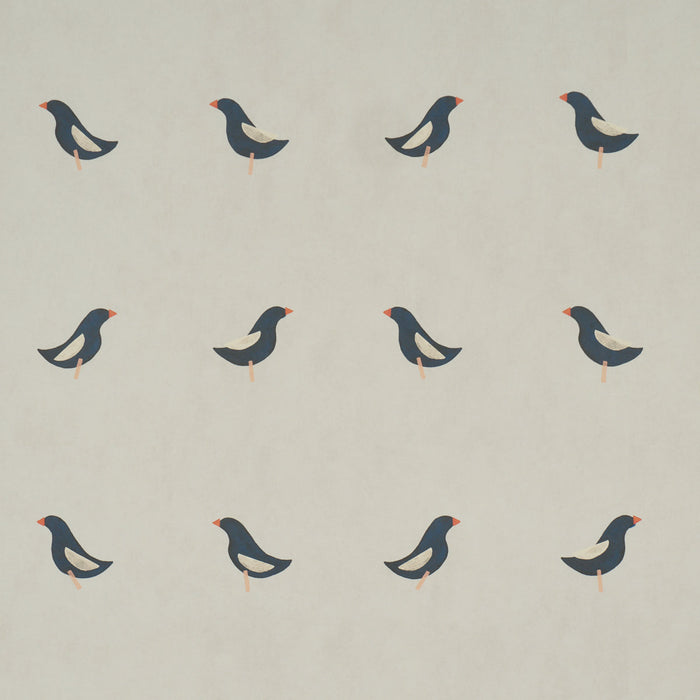 Schumacher Birds Print Black On Natural Wallpaper Sample 5017890