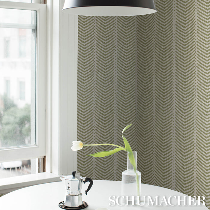 Schumacher La Jolla Olive Wallpaper Sample 5017901