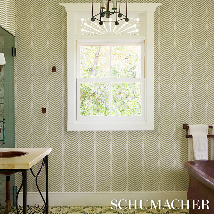 Schumacher La Jolla Olive Wallpaper Sample 5017901