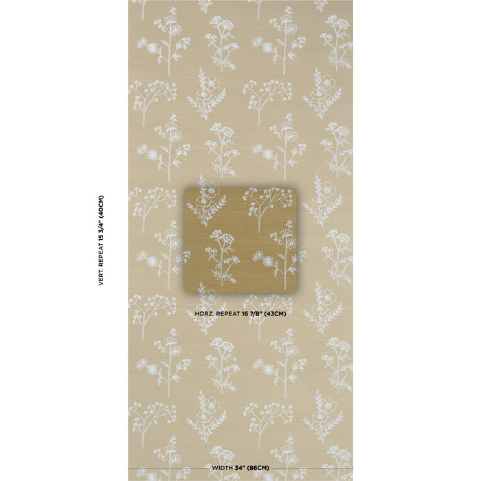 Schumacher Lisbeth Embroidered Sisal Olive Wallpaper 5017910