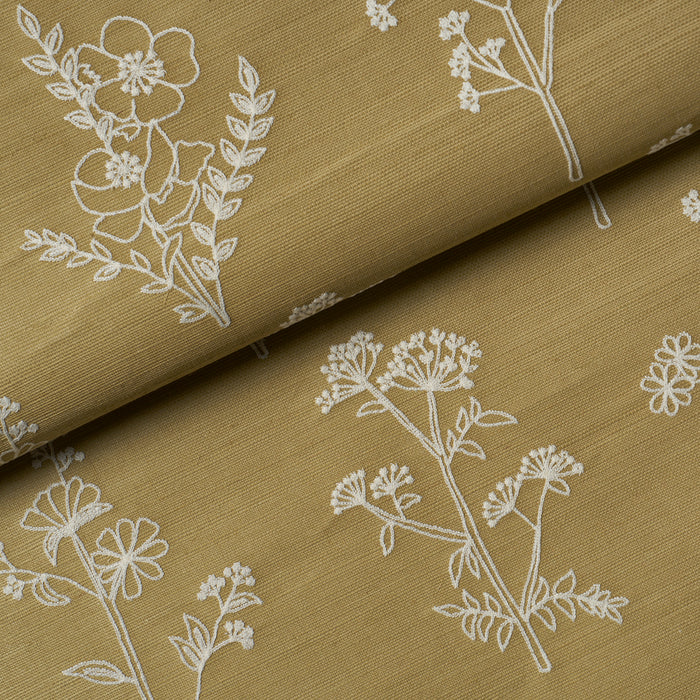 Schumacher Lisbeth Embroidered Sisal Olive Wallpaper 5017910