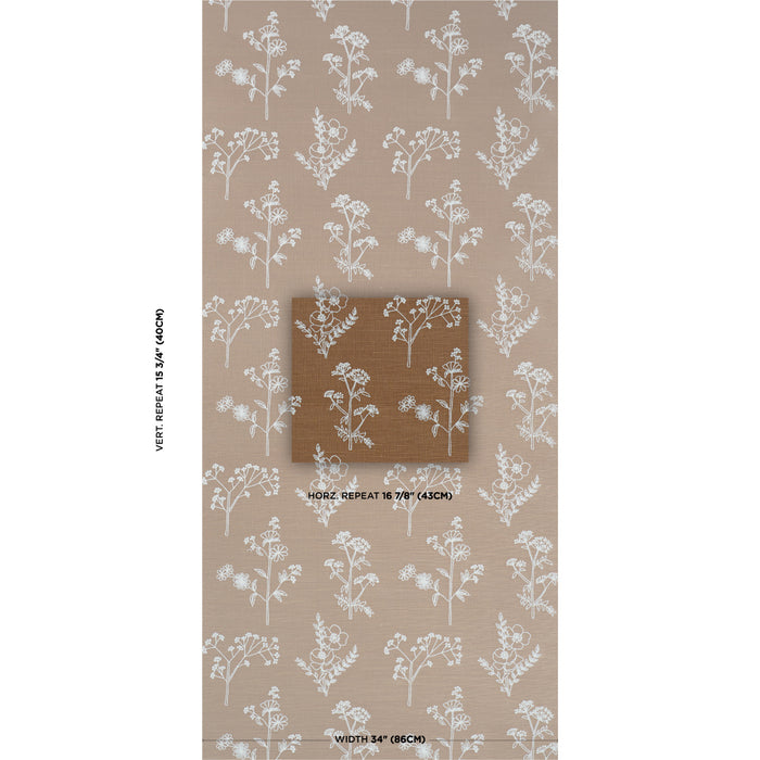 Schumacher Lisbeth Embroidered Sisal Brown Wallpaper 5017911