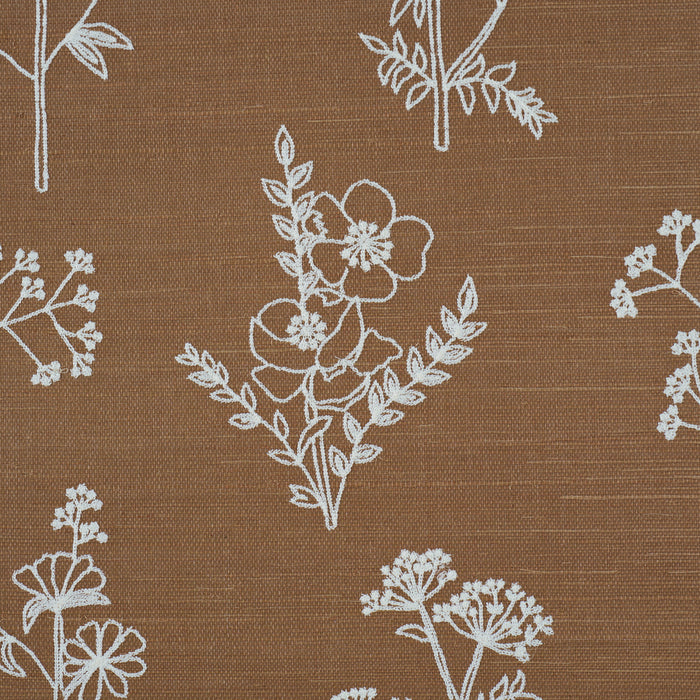 Schumacher Lisbeth Embroidered Sisal Brown Wallpaper Sample 5017911