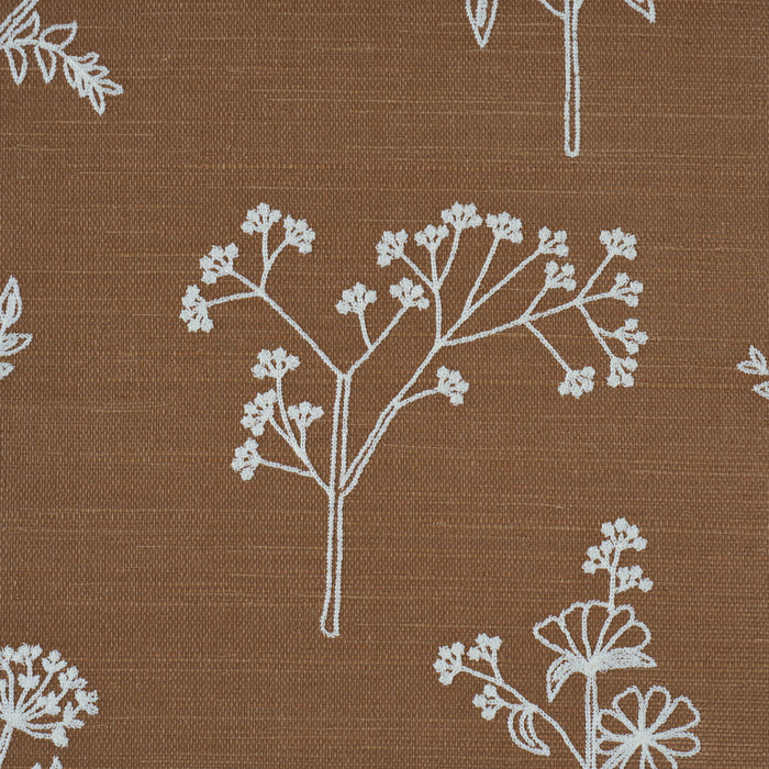 Schumacher Lisbeth Embroidered Sisal Brown Wallpaper Sample 5017911