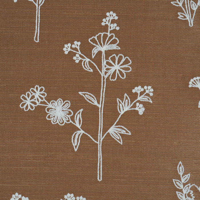 Schumacher Lisbeth Embroidered Sisal Brown Wallpaper Sample 5017911