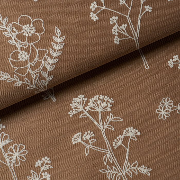Schumacher Lisbeth Embroidered Sisal Brown Wallpaper Sample 5017911