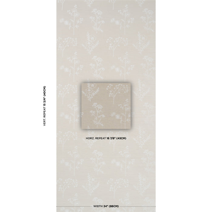 Schumacher Lisbeth Embroidered Sisal Pearl Wallpaper Sample 5017912