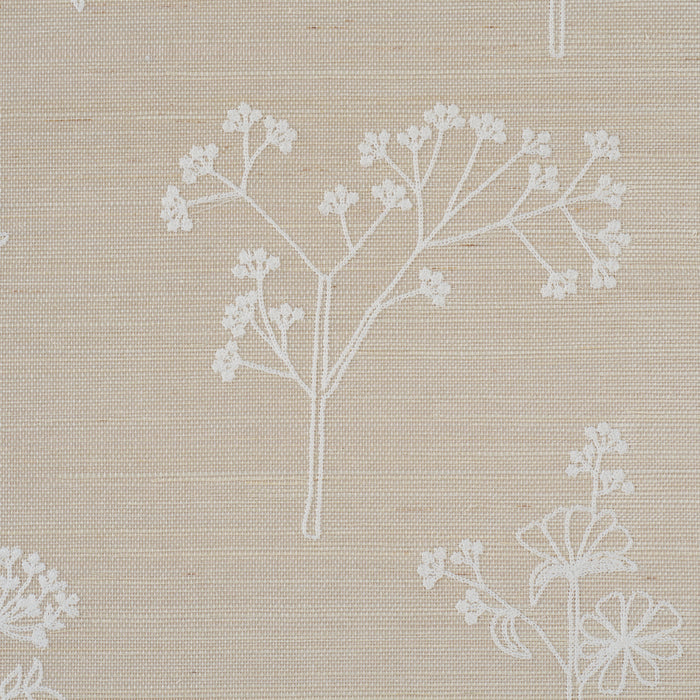 Schumacher Lisbeth Embroidered Sisal Pearl Wallpaper Sample 5017912