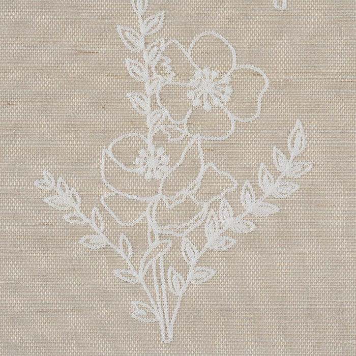 Schumacher Lisbeth Embroidered Sisal Pearl Wallpaper Sample 5017912