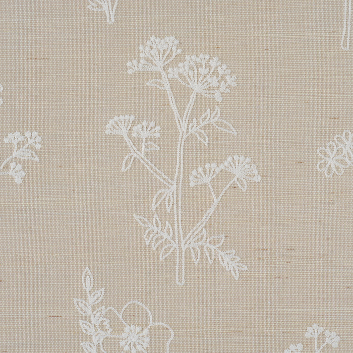 Schumacher Lisbeth Embroidered Sisal Pearl Wallpaper Sample 5017912