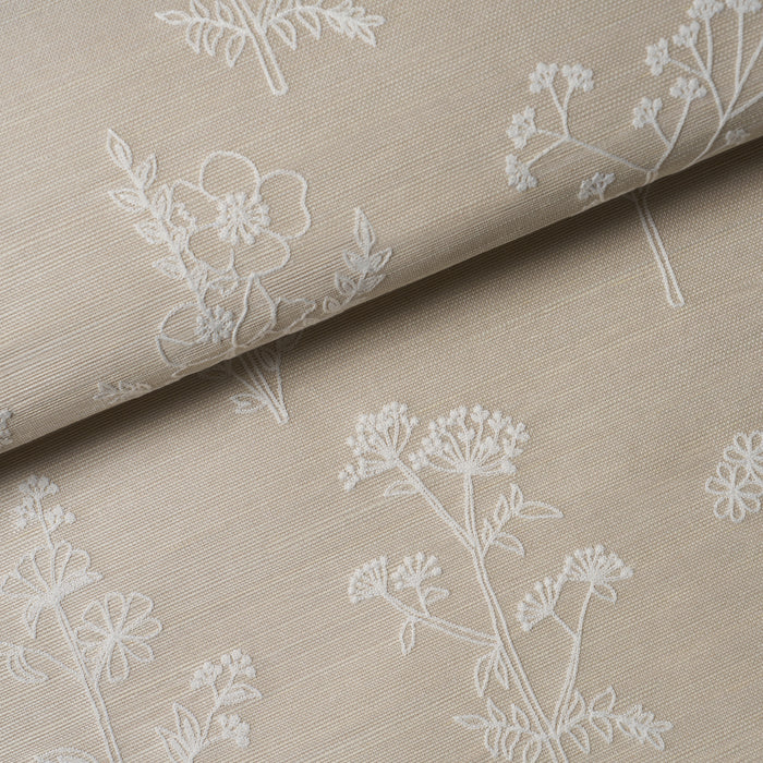 Schumacher Lisbeth Embroidered Sisal Pearl Wallpaper Sample 5017912