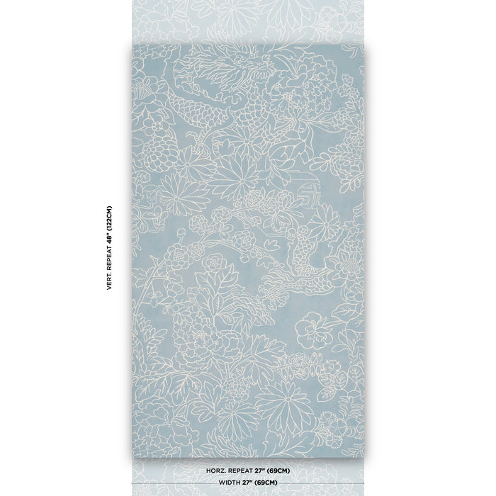 Schumacher Chiang Mai Dragon Silhouette Ciel De Provence Wallpaper 5017920