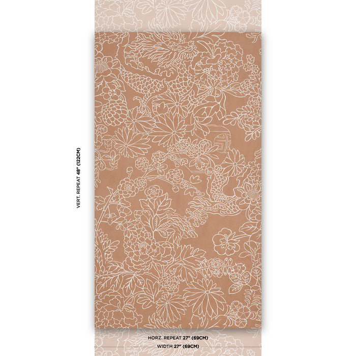 Schumacher Chiang Mai Dragon Silhouette Mediterranean Spice Wallpaper Sample 5017921