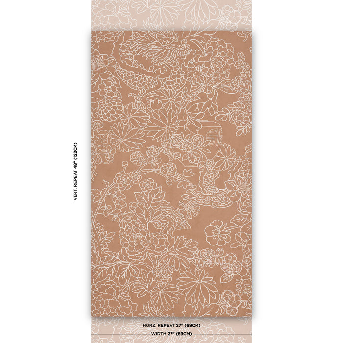 Schumacher Chiang Mai Dragon Silhouette Mediterranean Spice Wallpaper 5017921
