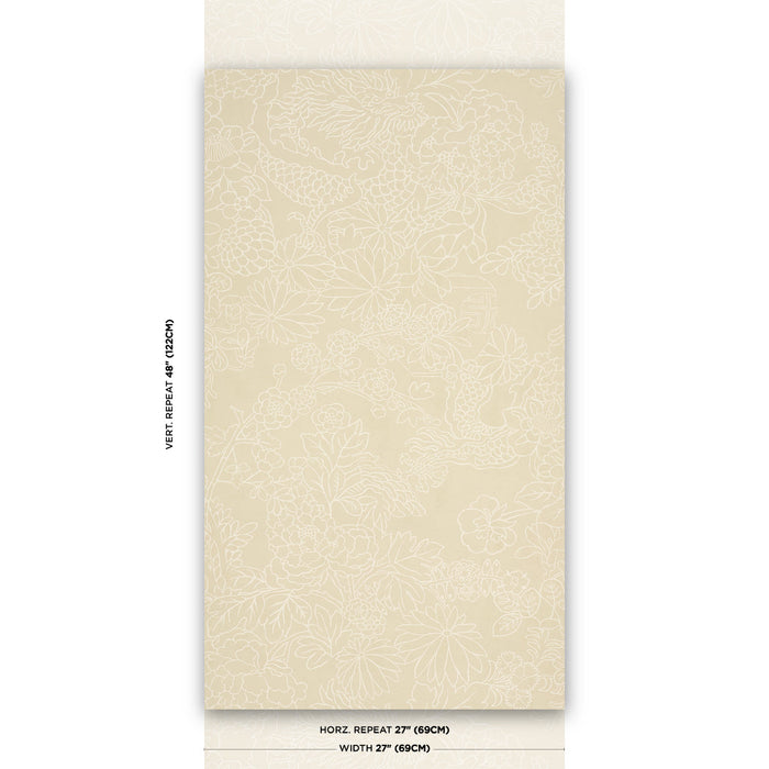 Schumacher Chiang Mai Dragon Silhouette Mistral Sand Wallpaper Sample 5017922