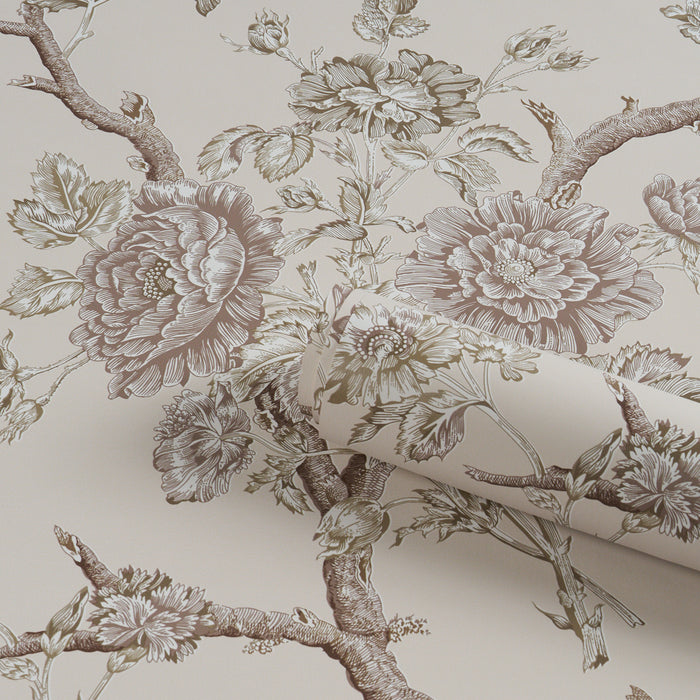 Schumacher Inverness Garden Ivory Wallpaper Sample 5017972