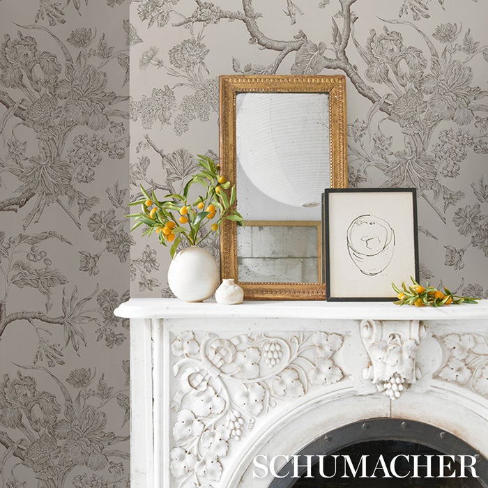 Schumacher Inverness Garden Ivory Wallpaper Sample 5017972