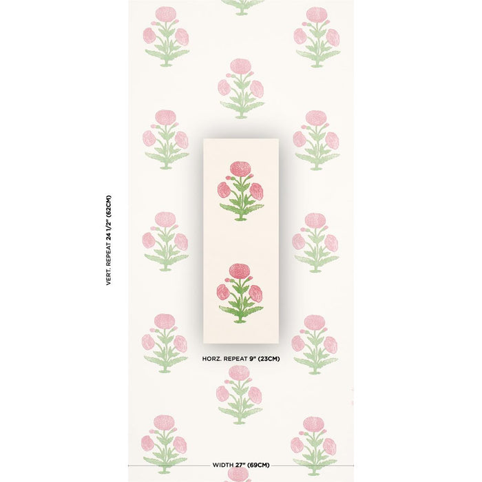 Schumacher Poppy Print Rose & Grass Wallpaper 5017980