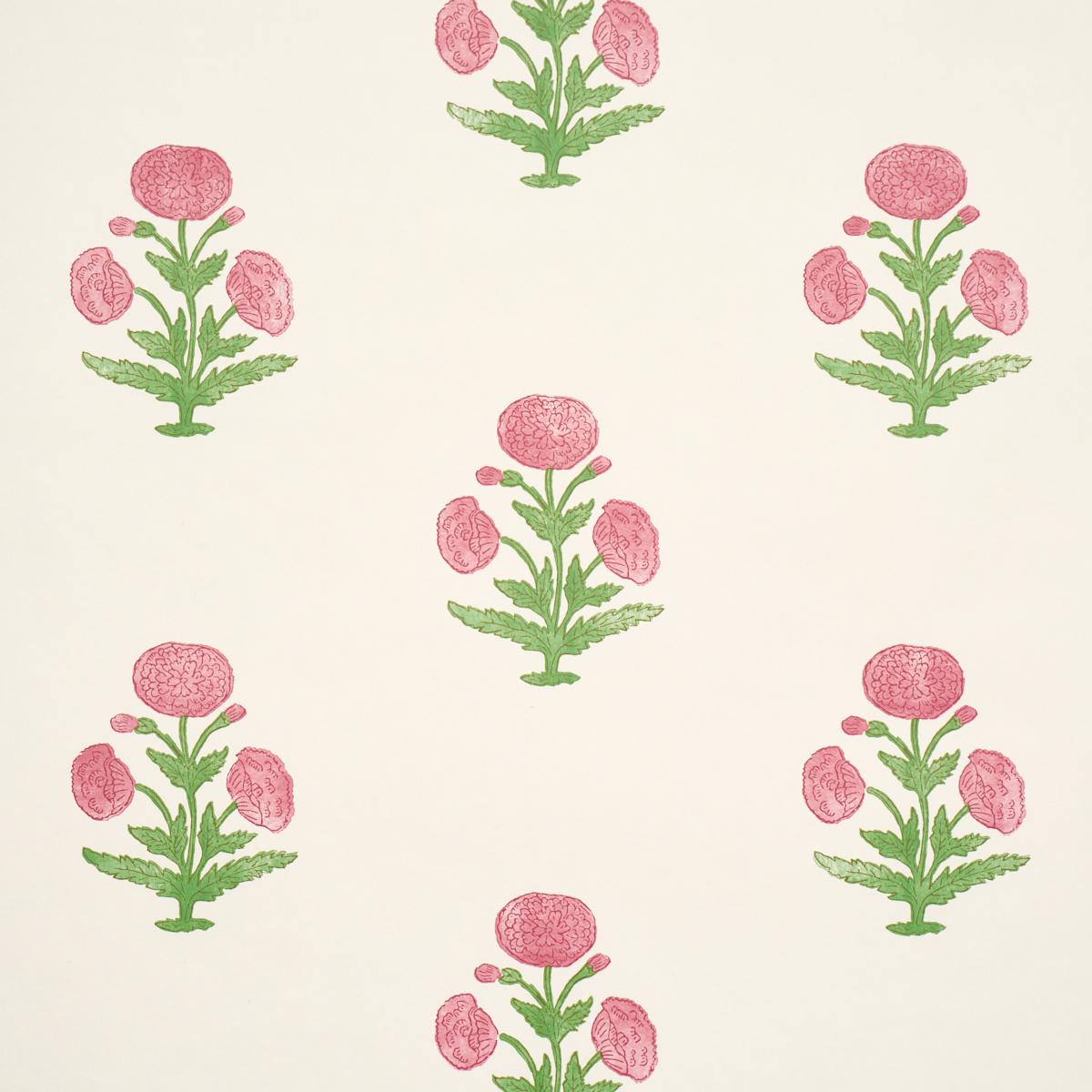 Schumacher Poppy Print Rose & Grass Wallpaper Sample 5017980