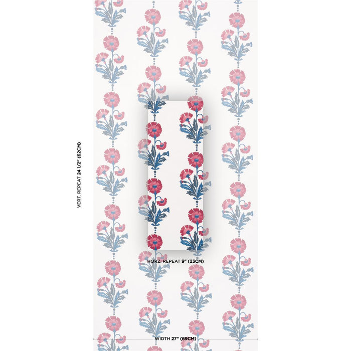 Schumacher Dianthus Print Indigo & Iron Wallpaper 5017990