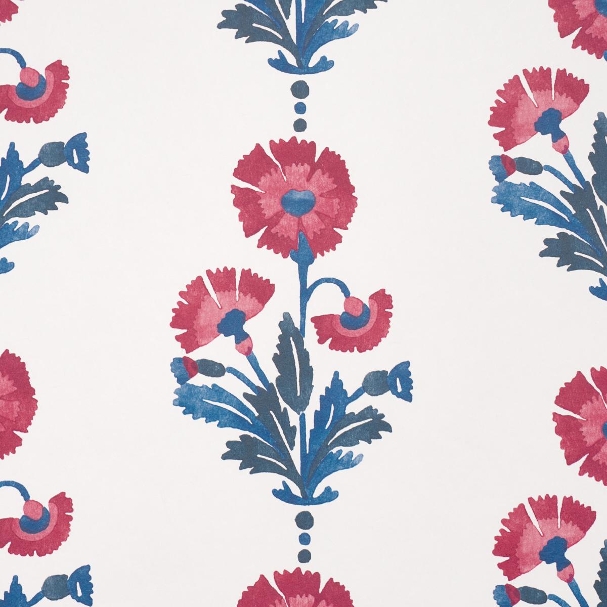 Schumacher Dianthus Print Indigo & Iron Wallpaper 5017990