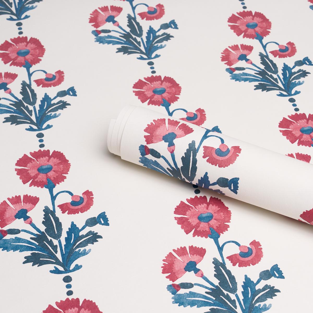 Schumacher Dianthus Print Indigo & Iron Wallpaper 5017990