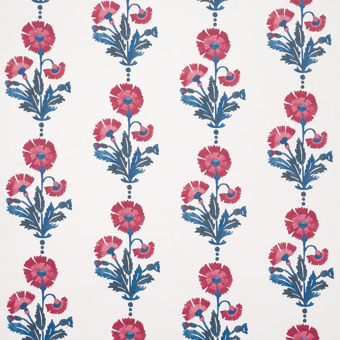 Schumacher Dianthus Print Indigo & Iron Wallpaper 5017990