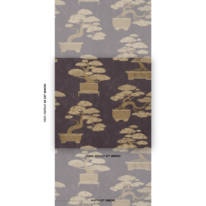 Schumacher Bonsai Tree Aubergine Wallpaper Sample 5018001