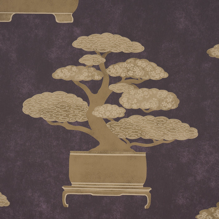 Schumacher Bonsai Tree Aubergine Wallpaper 5018001