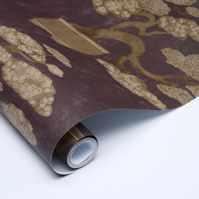 Schumacher Bonsai Tree Aubergine Wallpaper 5018001