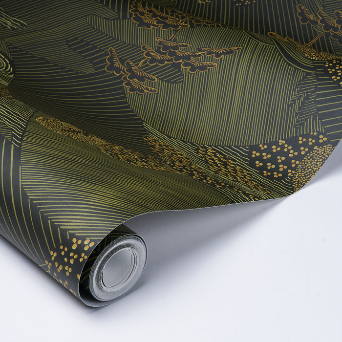 Schumacher Nikko Black Wallpaper Sample 5018050