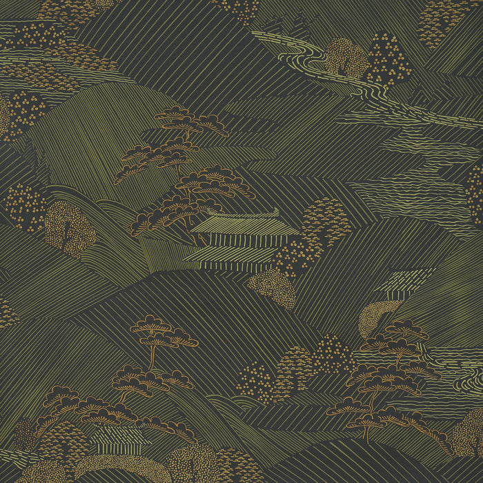 Schumacher Nikko Black Wallpaper Sample 5018050