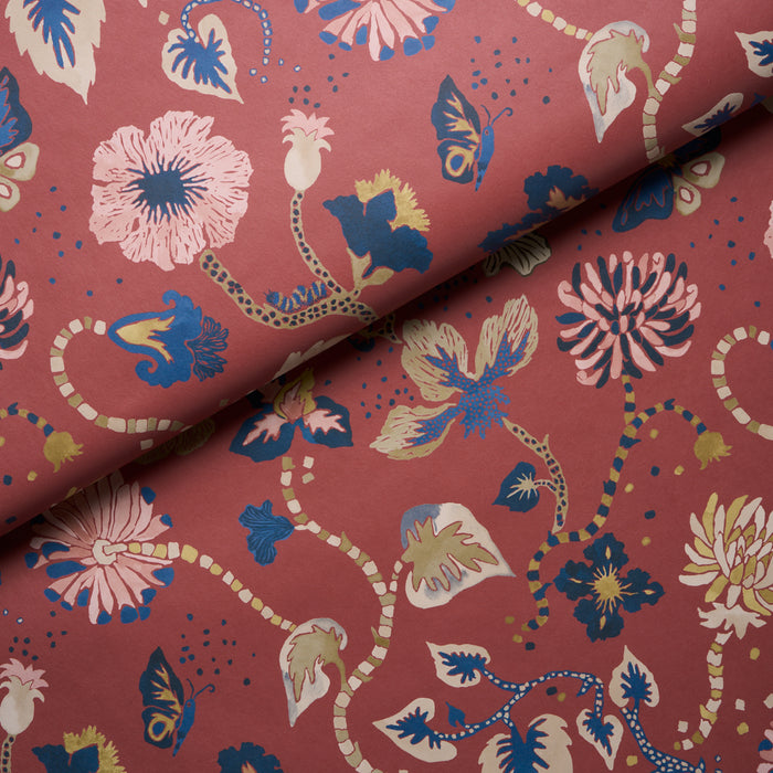 Schumacher Gloriette Red Wallpaper Sample 5018062