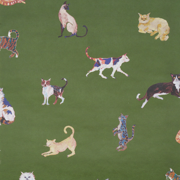 Schumacher Cats Green Wallpaper Sample 5018070