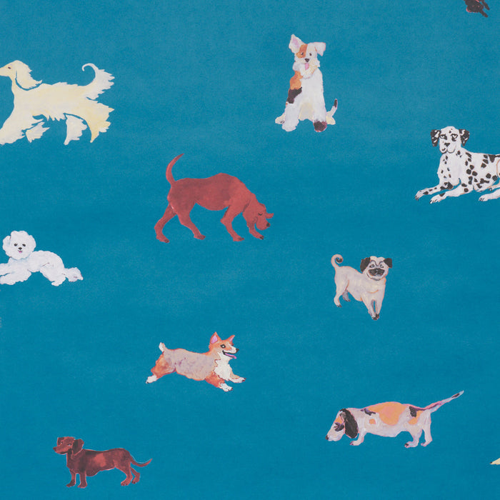 Schumacher Dogs Cerulean Wallpaper Sample 5018081