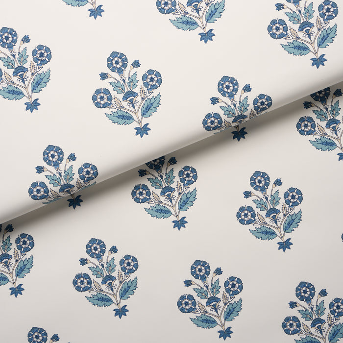 Schumacher Dalila Hand-Screen Print Blue Wallpaper Sample 5018090