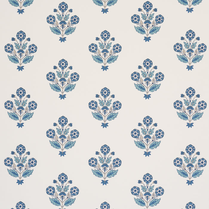 Schumacher Dalila Hand-Screen Print Blue Wallpaper Sample 5018090