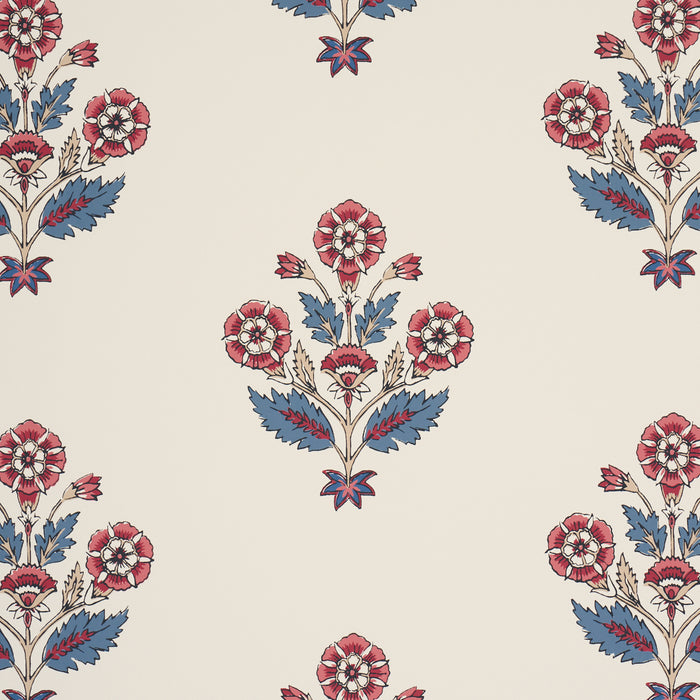 Schumacher Dalila Hand-Screen Print Red & Blue Wallpaper 5018091