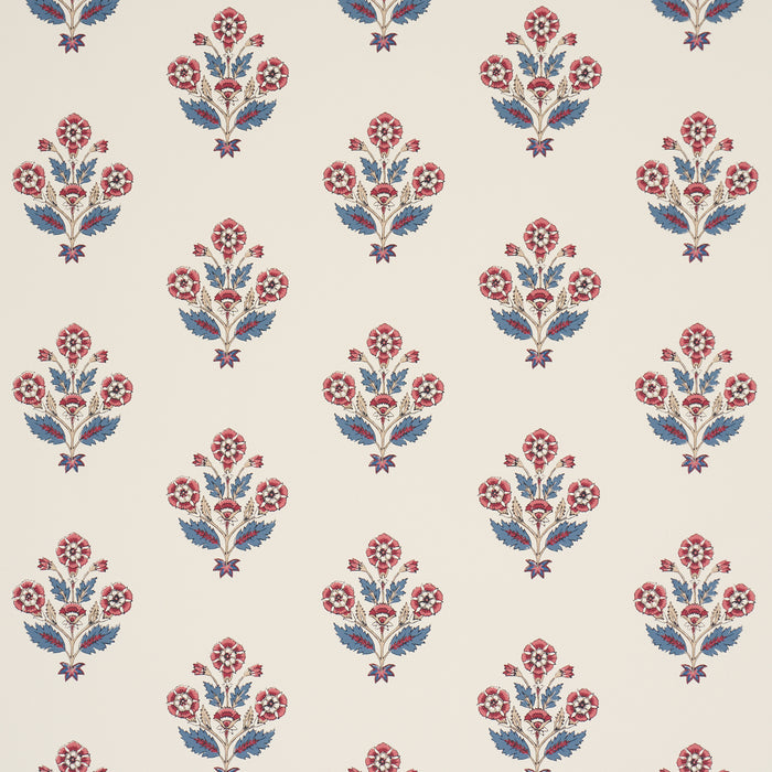Schumacher Dalila Hand-Screen Print Red & Blue Wallpaper Sample 5018091