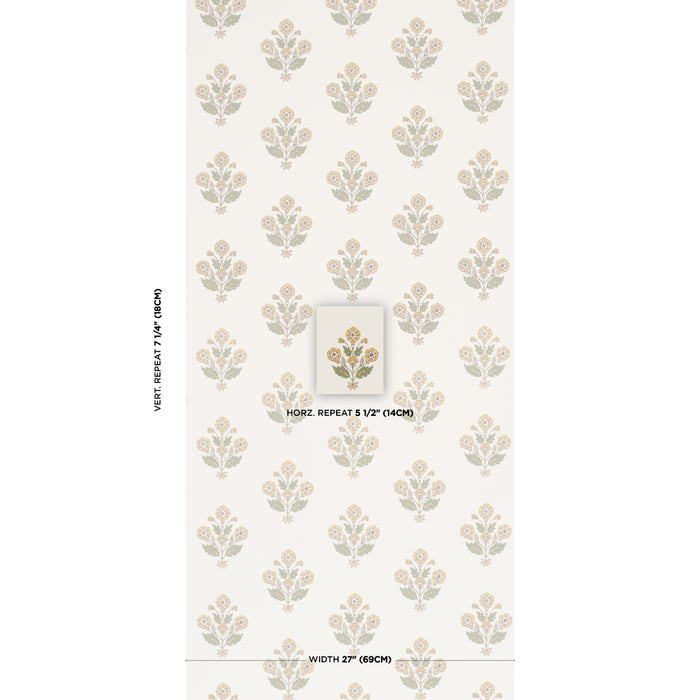 Schumacher Dalila Hand-Screen Print Yellow Wallpaper 5018092