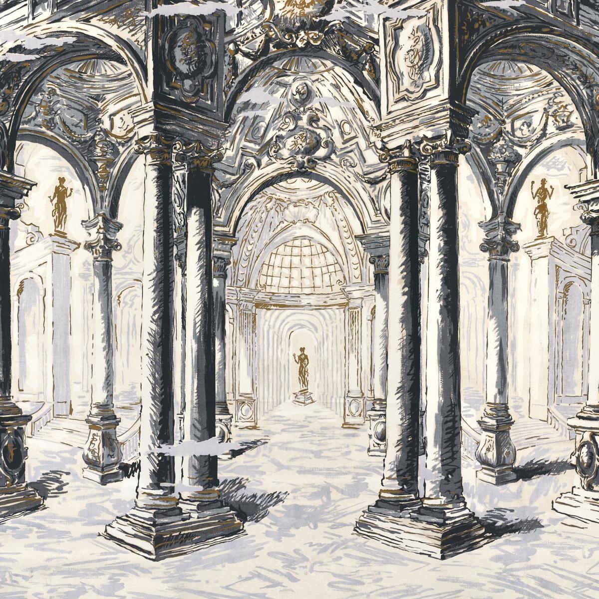 Schumacher Palazzo 4 Panel Set Antique Blue Wallpaper 5018110