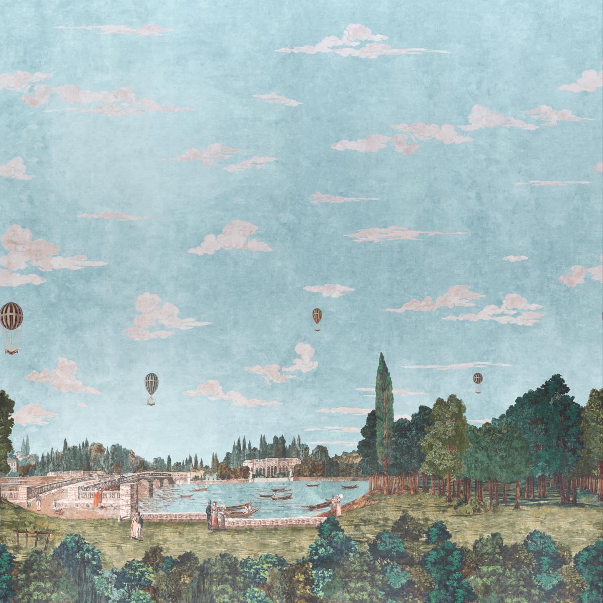 Schumacher Promenade 4 Panel Set Document Wallpaper Sample 5018120