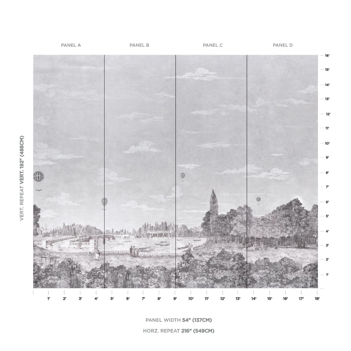 Schumacher Promenade 4 Panel Set  Wallpaper Sample 5018121